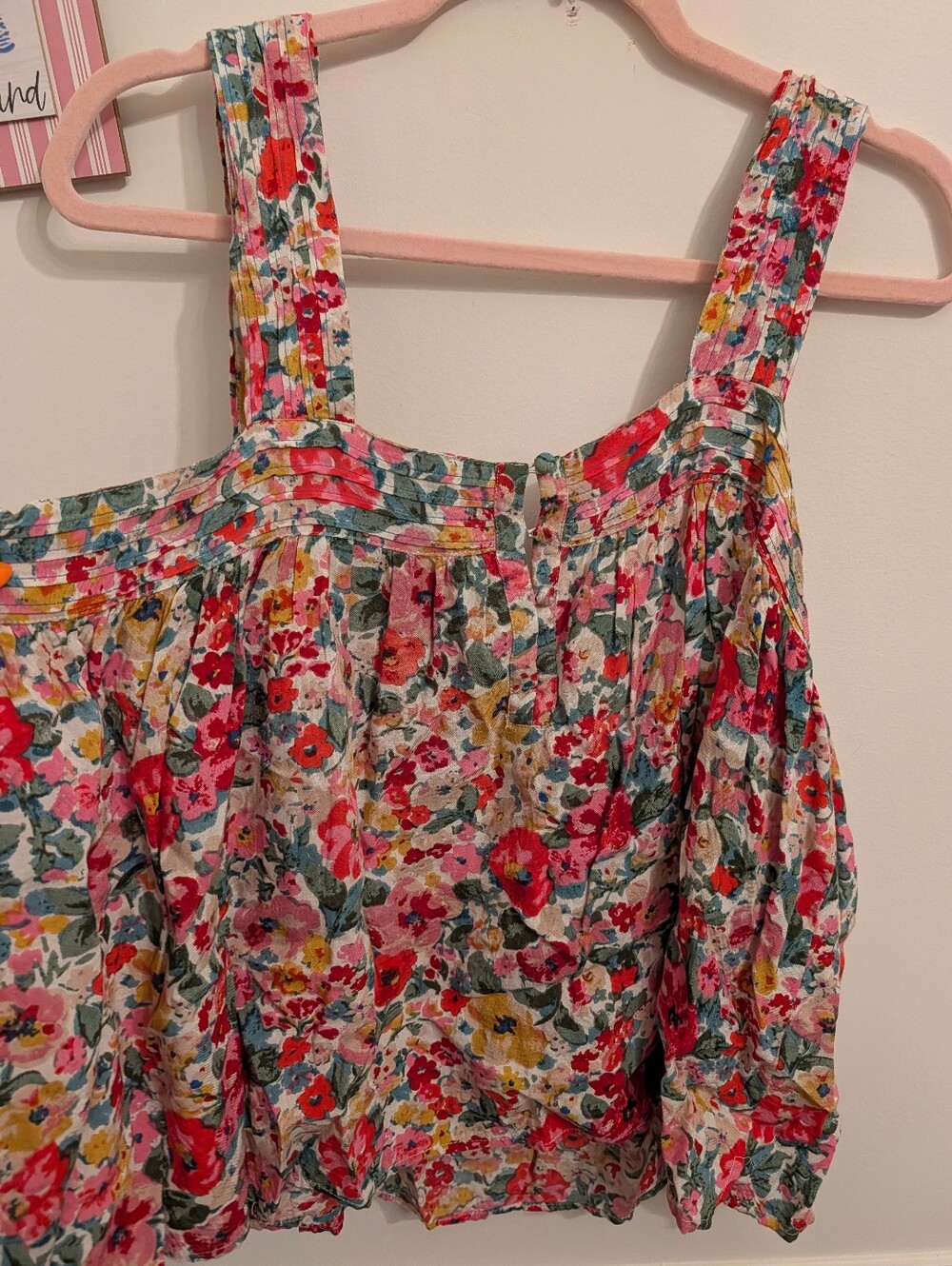 Natural Life Kate Pleated Pink Floral Tank Top Size XL - Picture 5 of 5